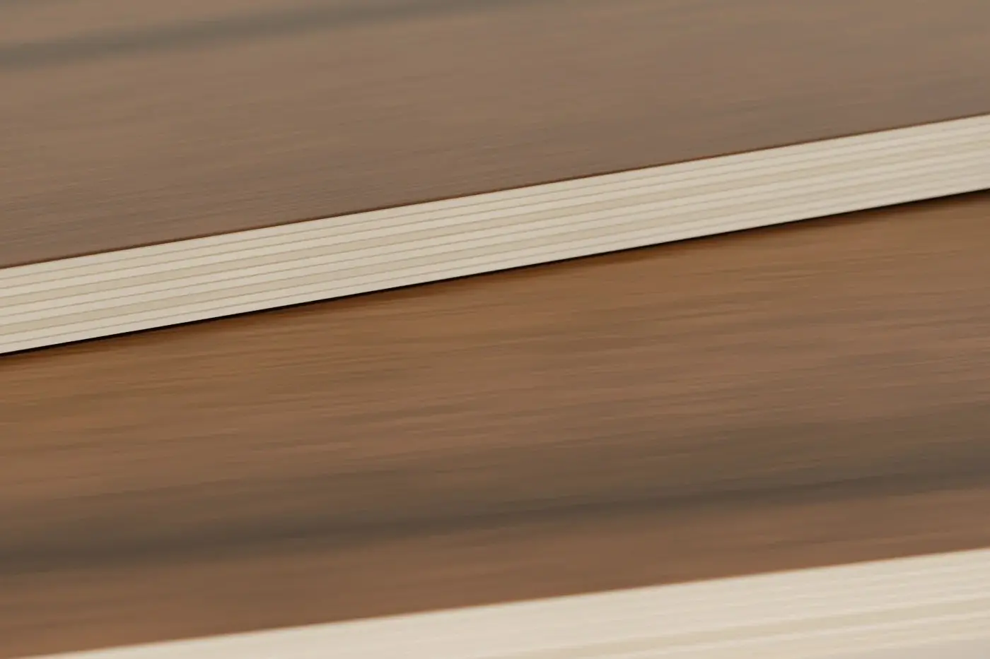 Concept render: boards seen edge-on, showing the layers of the core beneath the veneer