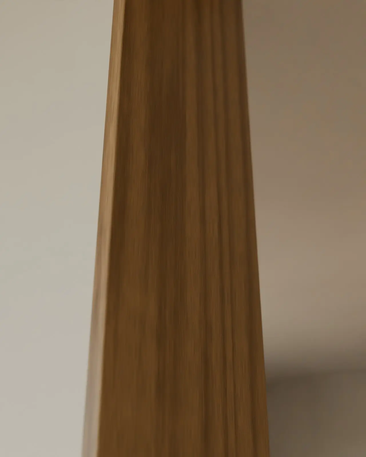 Concept render: the oak lining of an opening, its grain running the full height